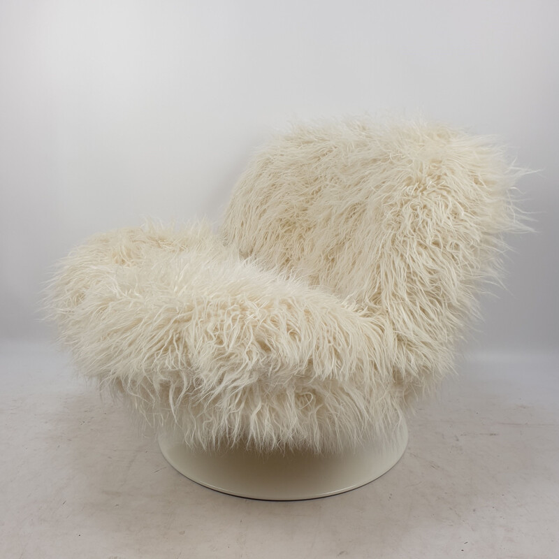 VIntage lounge white chair by Geoffrey Harcourt for Artifort with Pierre Frey Mongolia, 1970