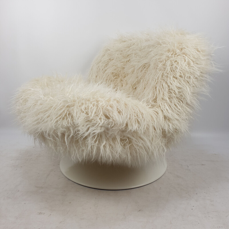 VIntage lounge white chair by Geoffrey Harcourt for Artifort with Pierre Frey Mongolia, 1970