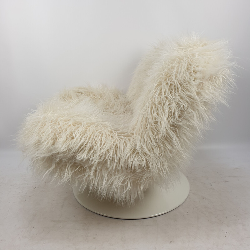 VIntage lounge white chair by Geoffrey Harcourt for Artifort with Pierre Frey Mongolia, 1970