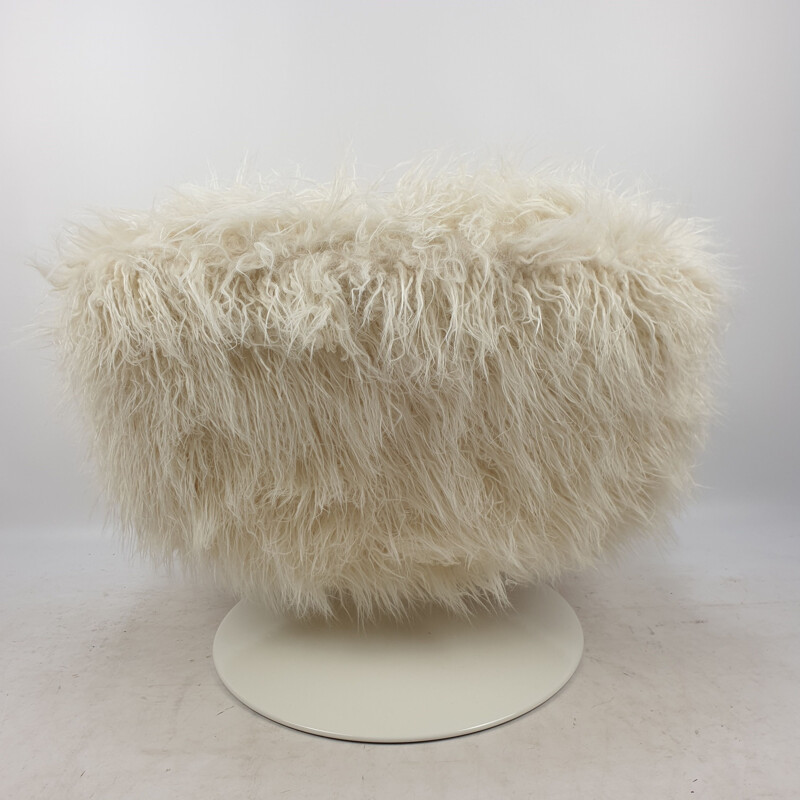 Fauteuil lounge blanc vIntage par Geoffrey Harcourt pour Artifort avec pierre Frey Mongolia, 1970