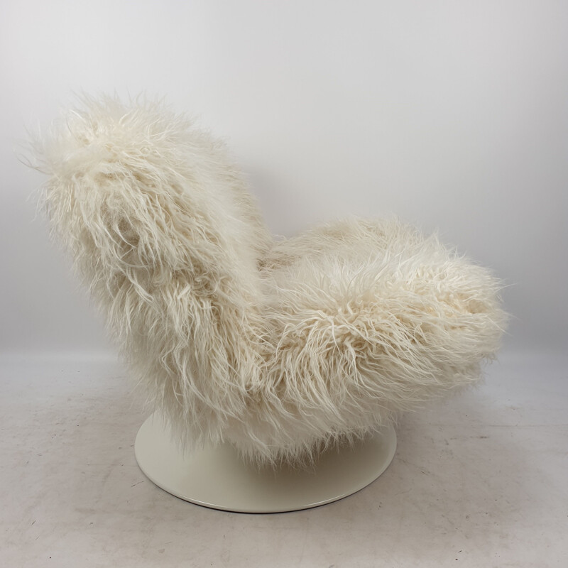 VIntage lounge white chair by Geoffrey Harcourt for Artifort with Pierre Frey Mongolia, 1970
