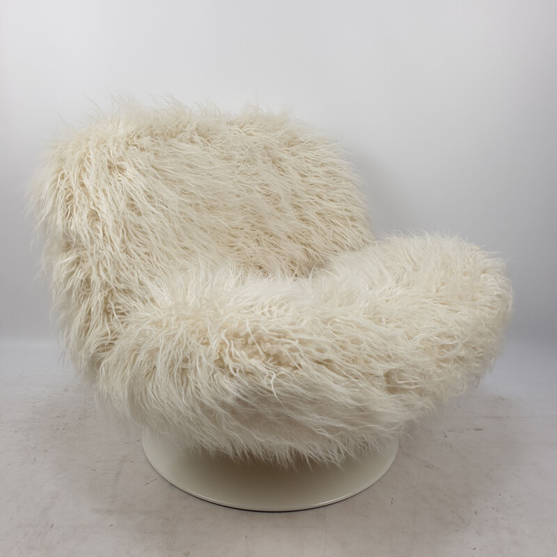 VIntage lounge white chair by Geoffrey Harcourt for Artifort with Pierre Frey Mongolia, 1970