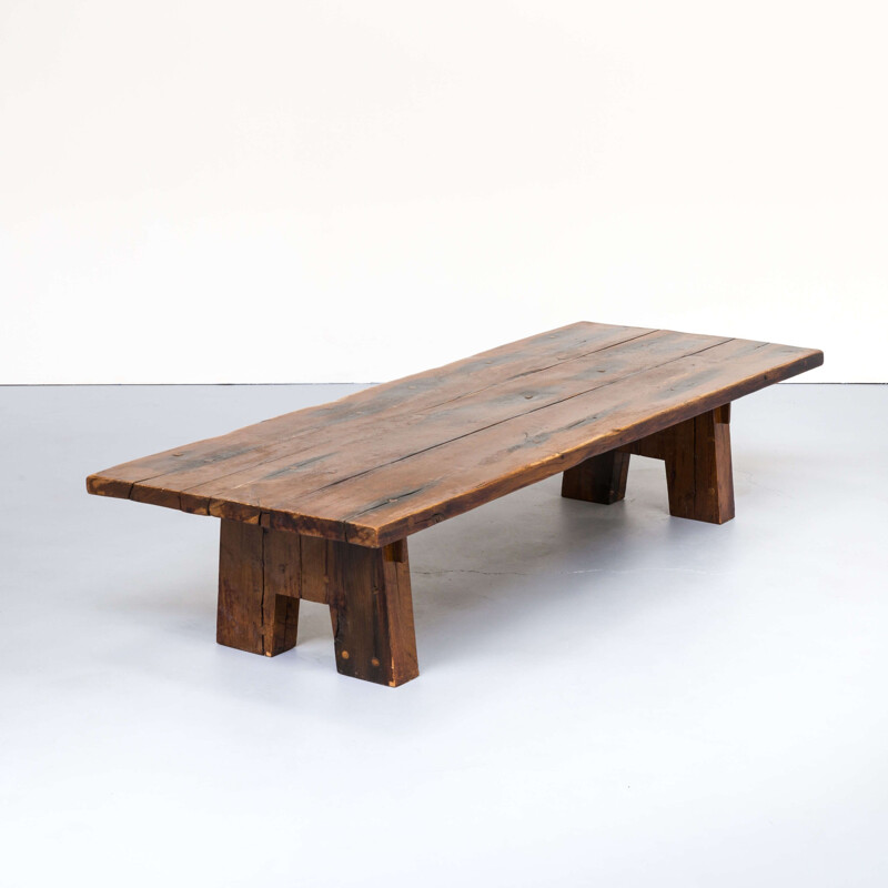 Vintage coffee table in massive wood, 1930s