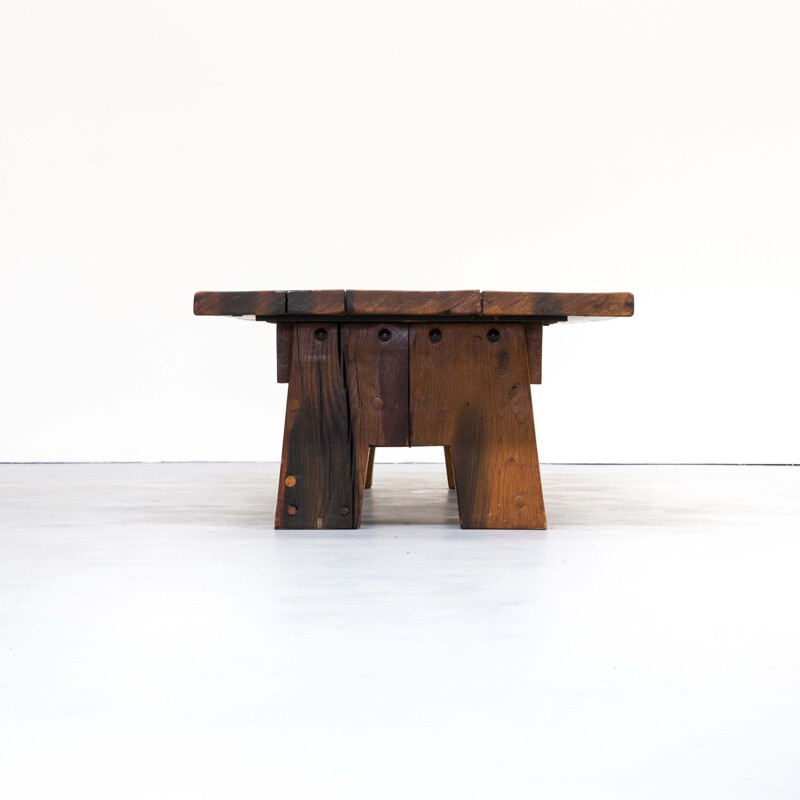 Table basse vintage en bois massif, 1930