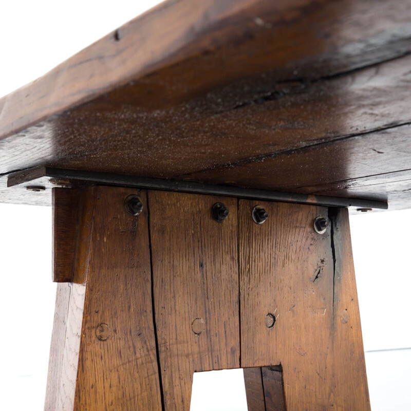 Table basse vintage en bois massif, 1930