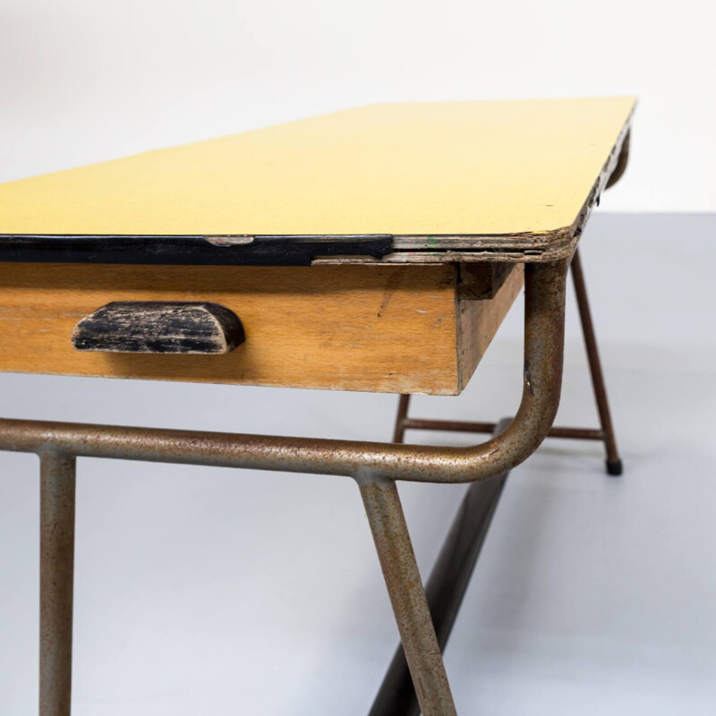 Set of 2 vintage industrial children's writing desk, 1960s