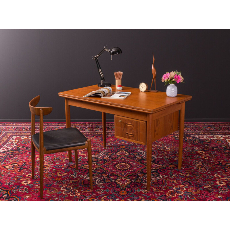 Vintage writing desk in teak and wooden legs, Denmark, 1960s