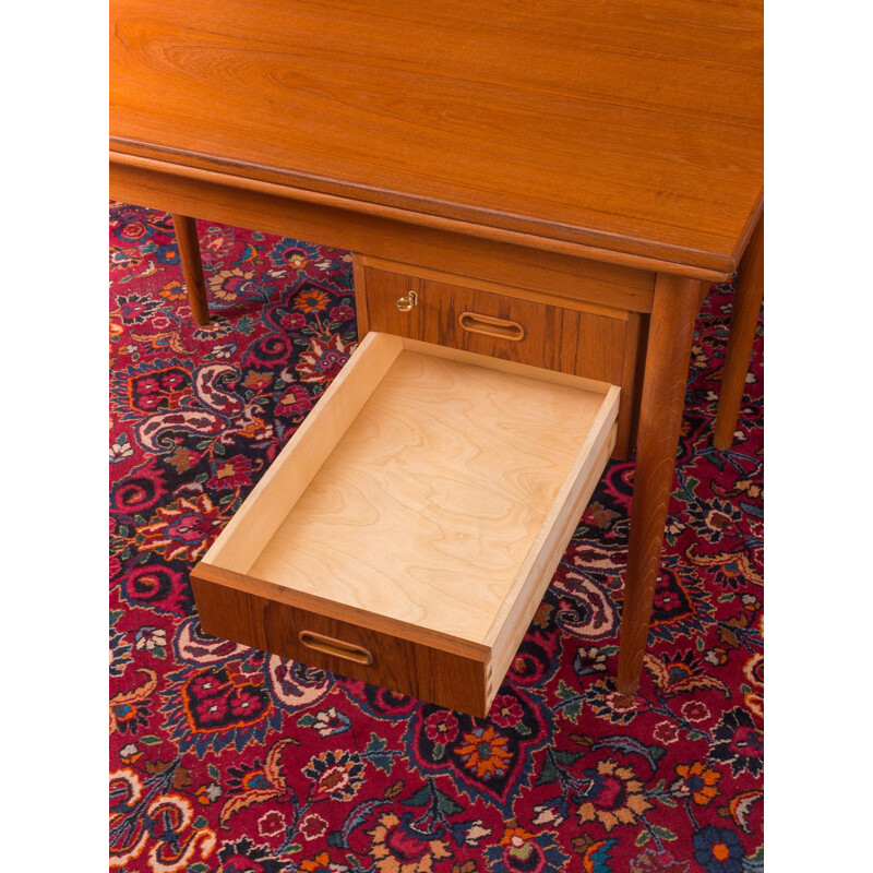 Vintage writing desk in teak and wooden legs, Denmark, 1960s