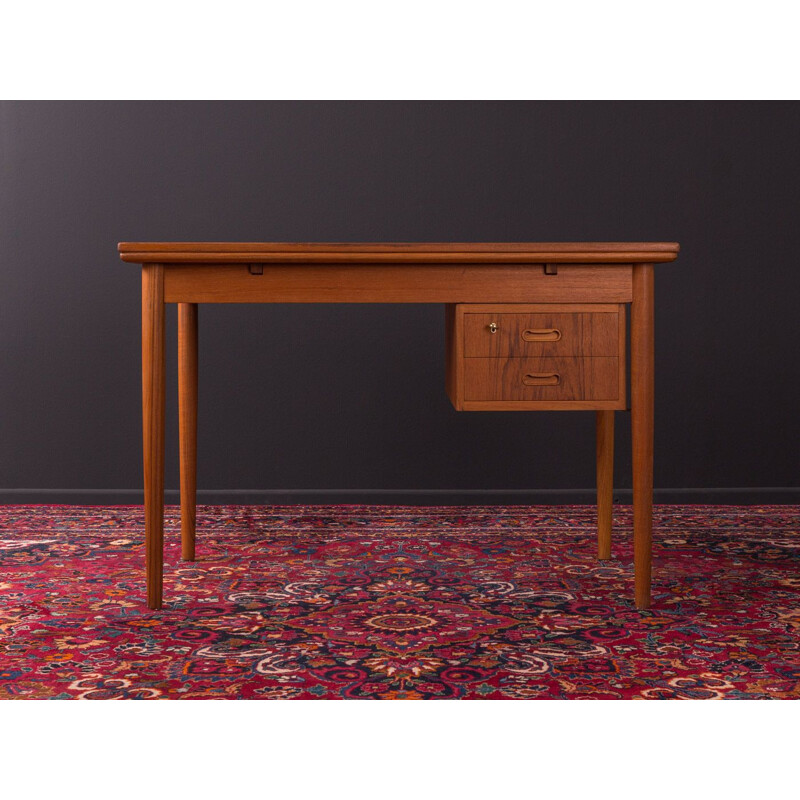 Vintage writing desk in teak and wooden legs, Denmark, 1960s