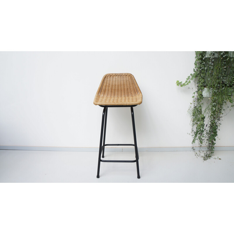 Rohe Noordwolde stool in rattan and metal, Van SLIEDREGT - 1960s