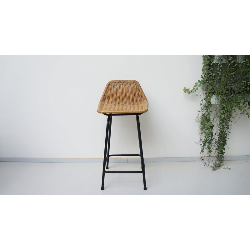 Rohe Noordwolde stool in rattan and metal, Van SLIEDREGT - 1960s