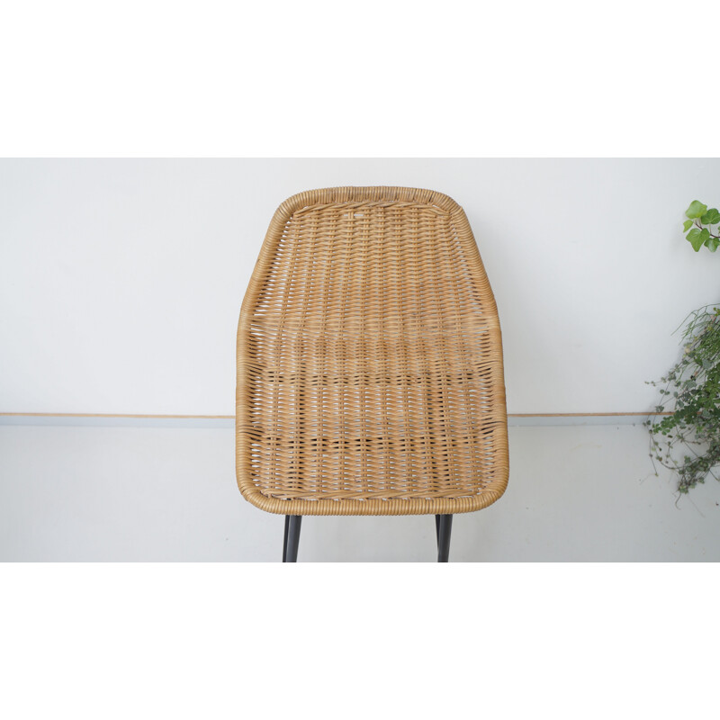 Rohe Noordwolde stool in rattan and metal, Van SLIEDREGT - 1960s