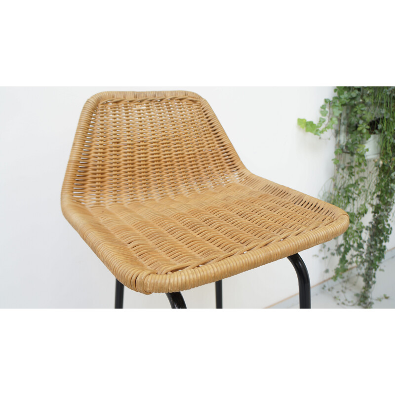 Rohe Noordwolde stool in rattan and metal, Van SLIEDREGT - 1960s