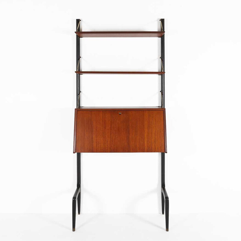 Vintage teak wood wall unit by Louis van Teeffelen 1950