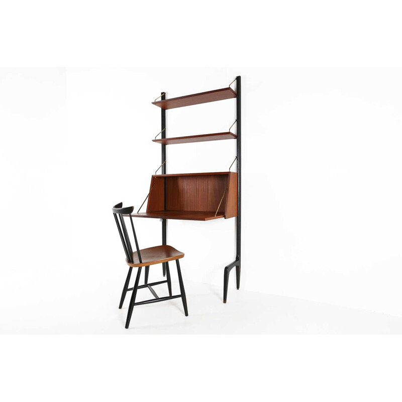 Vintage teak wood wall unit by Louis van Teeffelen 1950