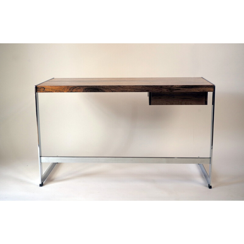 Merrow Associates desk in rosewood and chromed steel, David FOLKER - 1970s