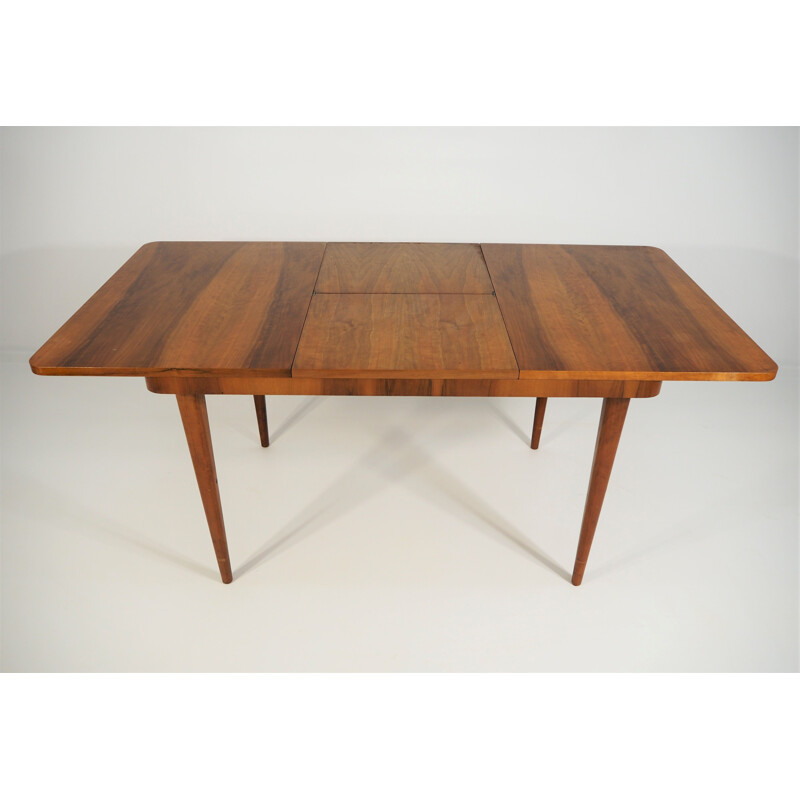 Vintage walnut Czech dining table 1960