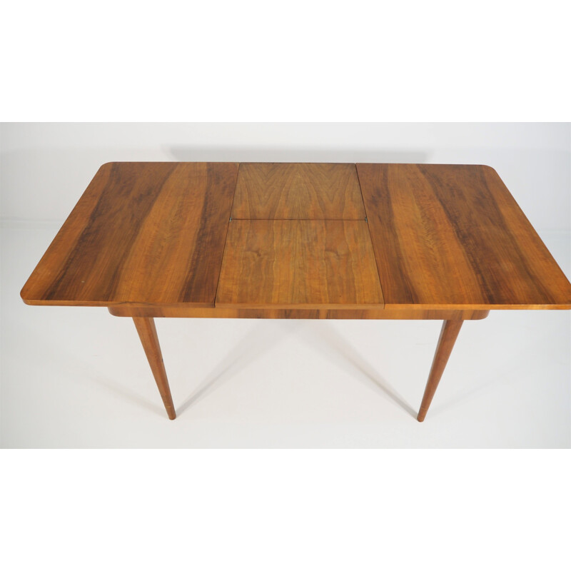 Vintage walnut Czech dining table 1960