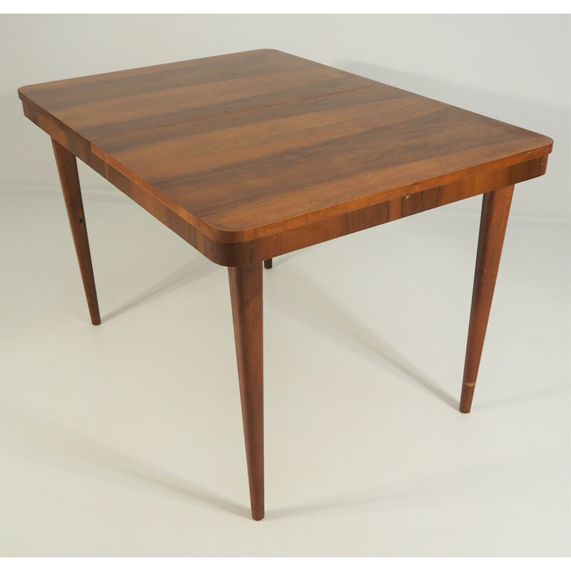 Vintage walnut Czech dining table 1960