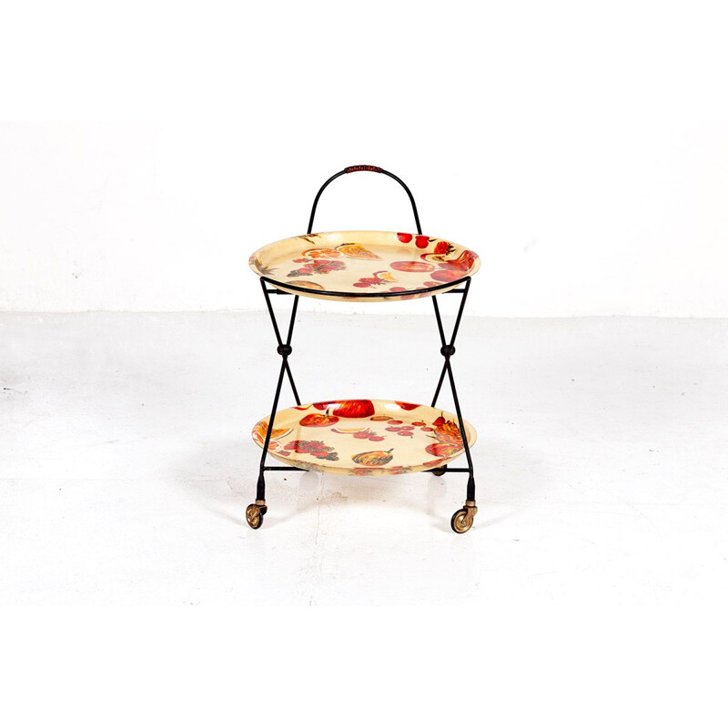 Vintage Swedish fiberglass serving trolley by Impala, 1950