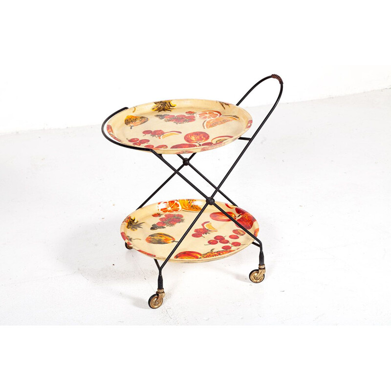 Vintage Swedish fiberglass serving trolley by Impala, 1950