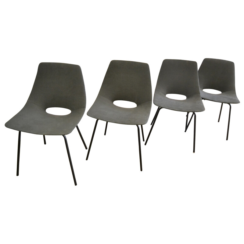4 chaises modèle "tonneau", Pierre GUARICHE- années 50