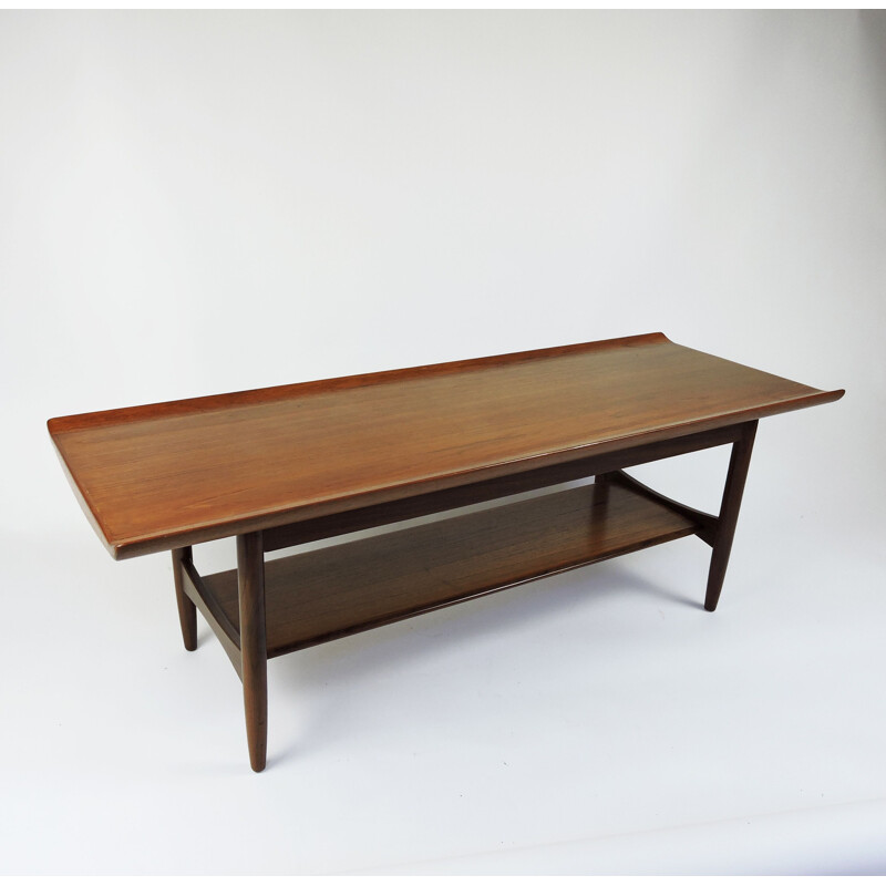 Vintage teak 2-tier coffee table 1960