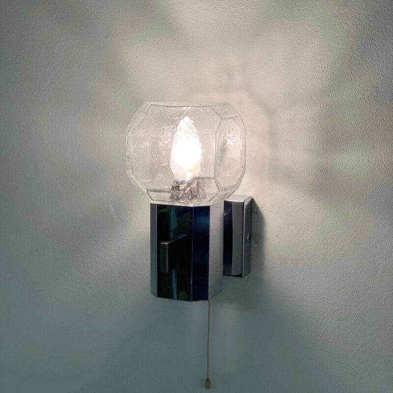 Lampada da parete in vetro vintage di Cosack Leuchten, 1960
