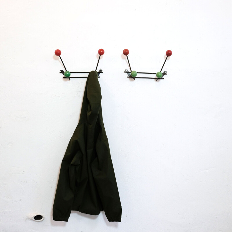  Pair of vintage coat rack with 4 pads 1960