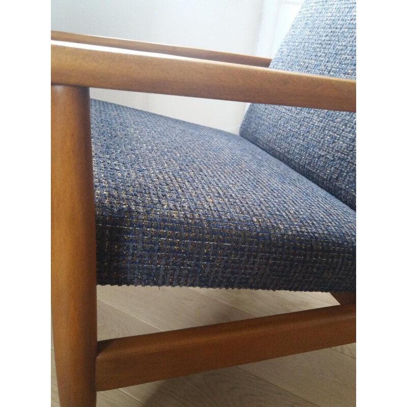 Blue scandinavian vintage armchair, 1950s
