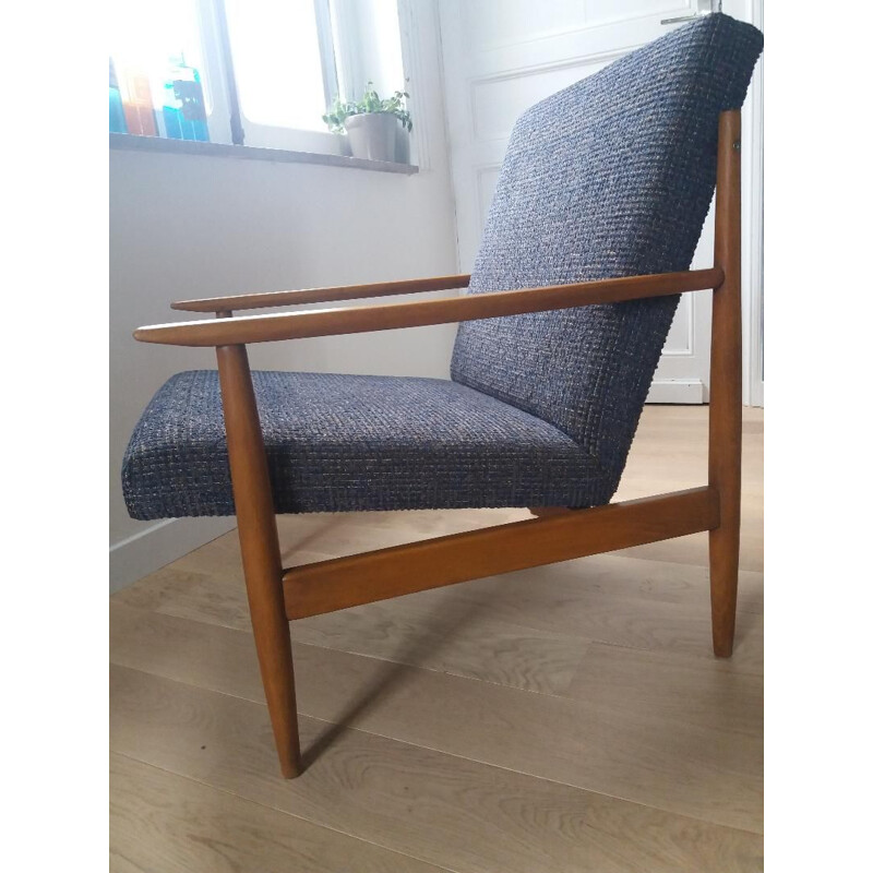 Blue scandinavian vintage armchair, 1950s