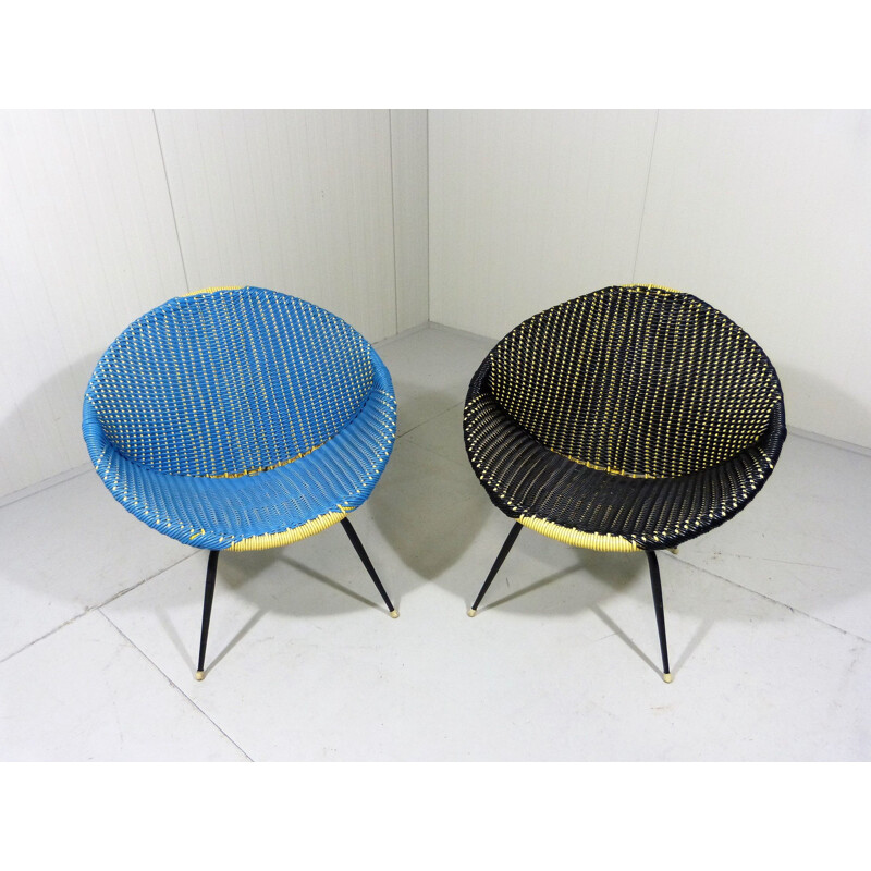 Set of 2 colourful vintage armchairs, 1960s