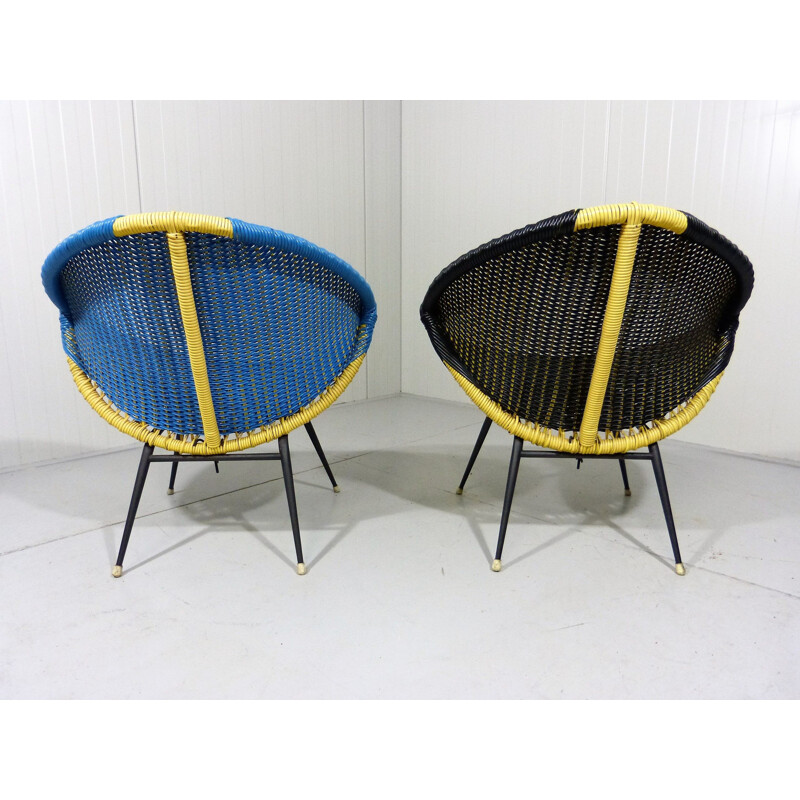 Set of 2 colourful vintage armchairs, 1960s