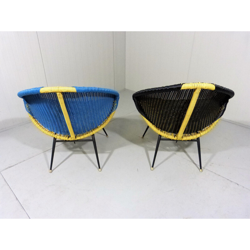 Set of 2 colourful vintage armchairs, 1960s