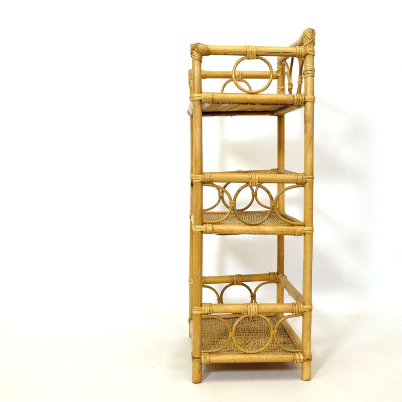Vintage rattan and wicker shelves, 1970s