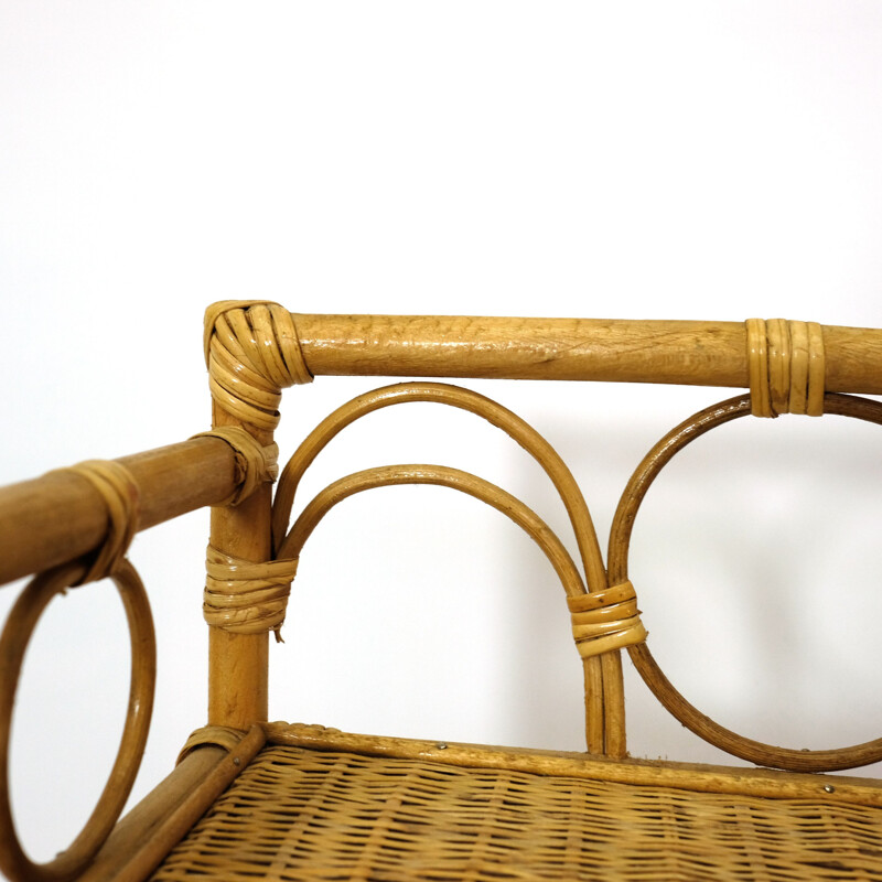 Vintage rattan and wicker shelves, 1970s