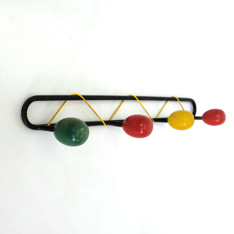 Multicoloured wall vintage coat rack, 1960s