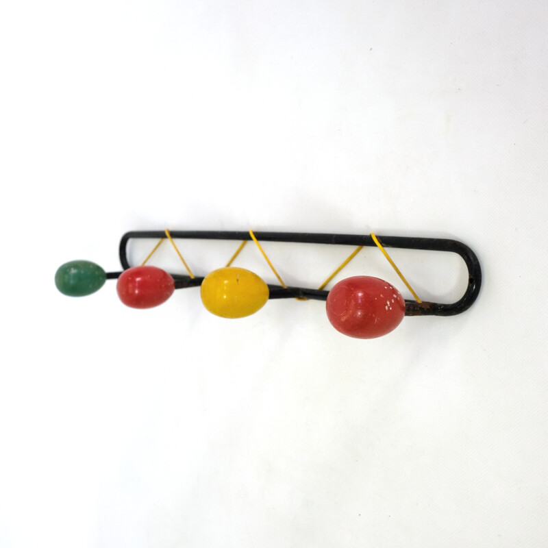 Multicoloured wall vintage coat rack, 1960s