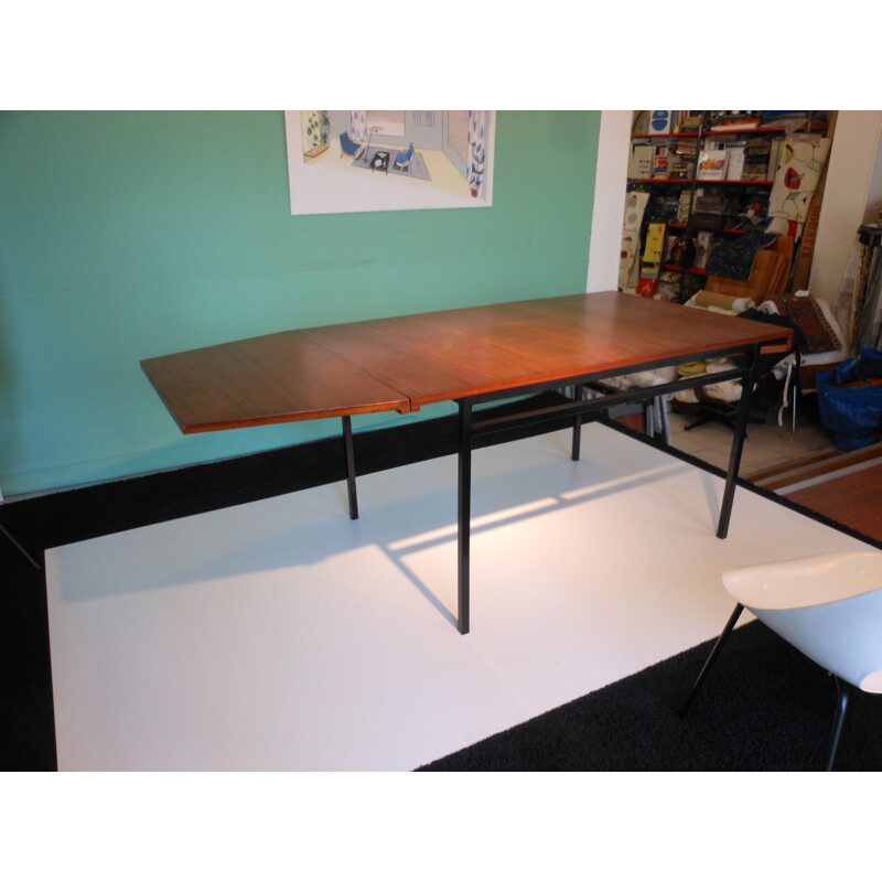 Minvielle vintage dining table in mahogany and metal, ARP - 1950s