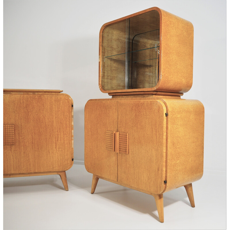 Vintage set of  sideboard & Showcase by Jindrich Halabal for UP Zavoda, 1946