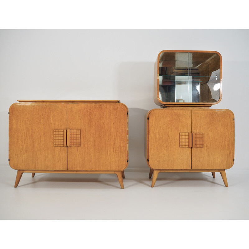 Vintage set of  sideboard & Showcase by Jindrich Halabal for UP Zavoda, 1946