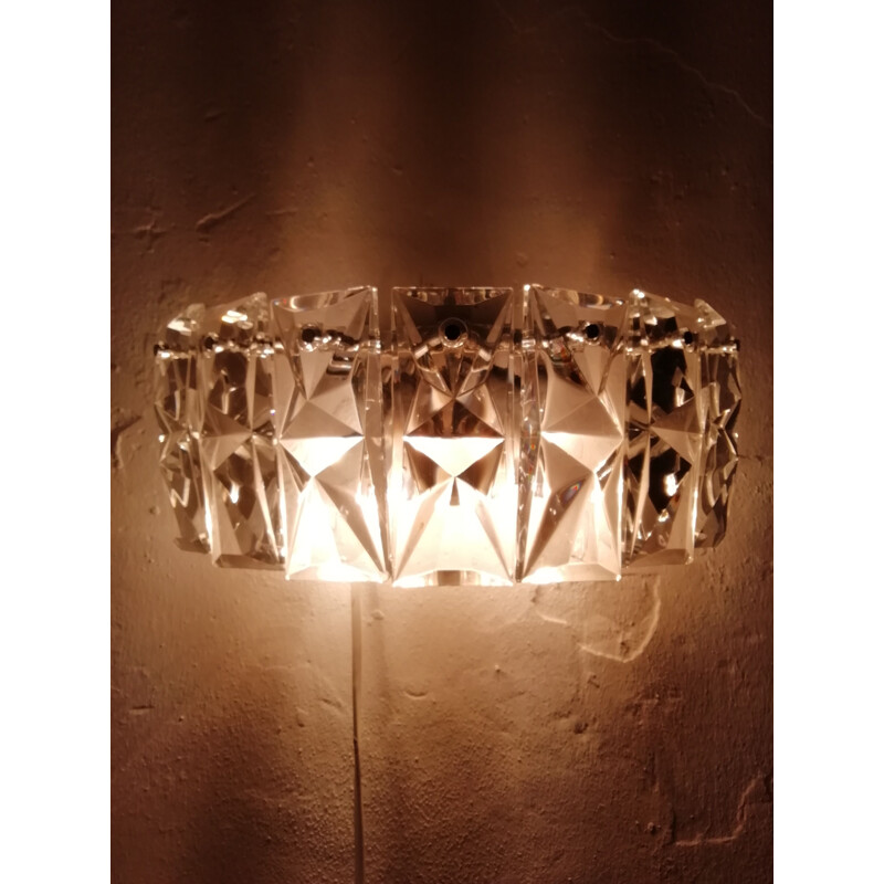 Luz de parede semi-circular vintage com 7 cristais de Kinkeldey