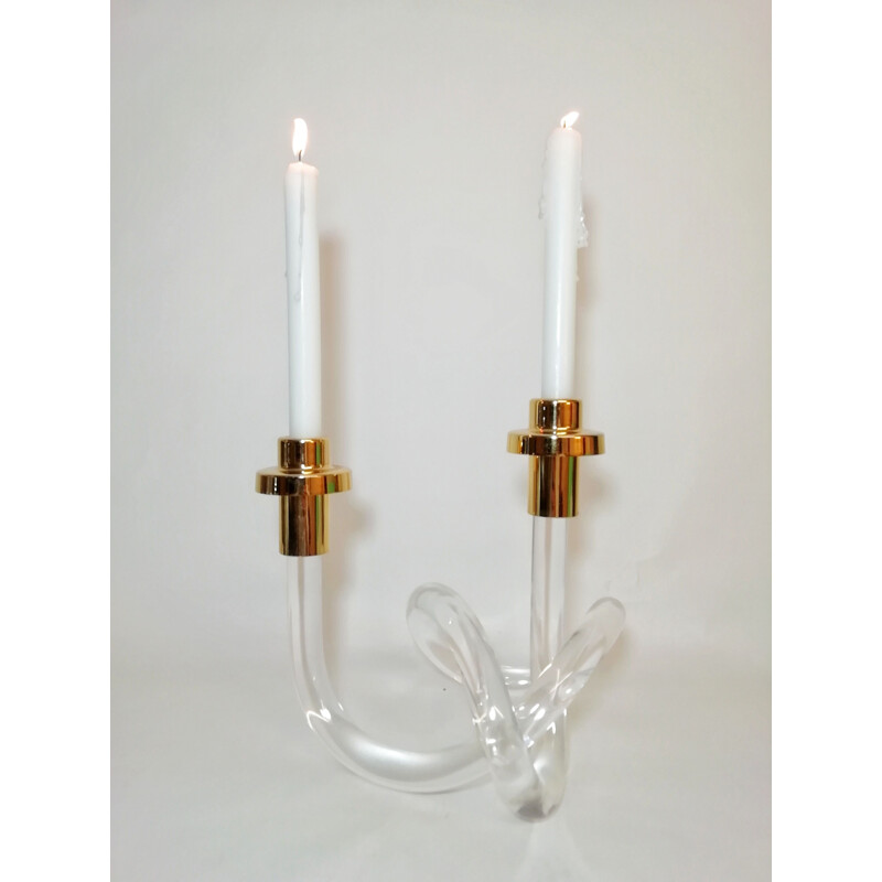 Vintage golden brass candleholder by Dorothy Thorpe