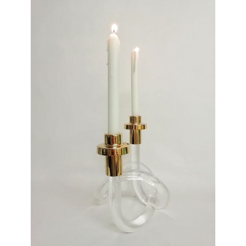 Vintage golden brass candleholder by Dorothy Thorpe