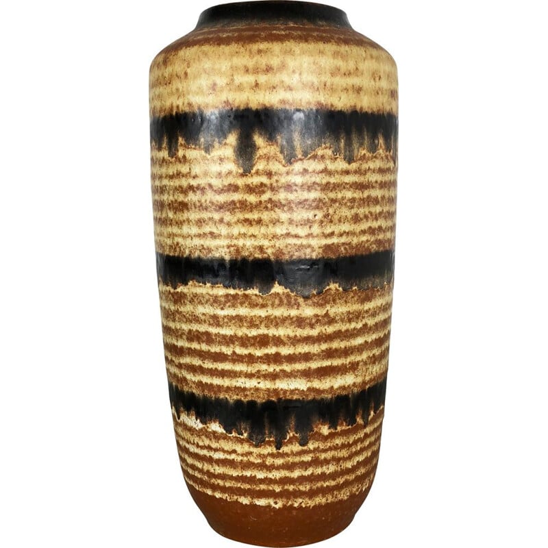 Gran jarrón de suelo vintage de cerámica Fat Lava Multi-Color 517-45 de Scheurich, 1970