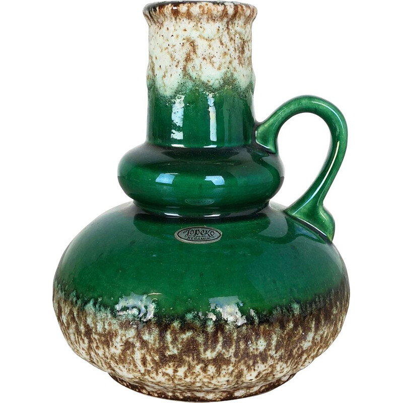 Vaso raro de cerâmica de vindima Multicolor Lava Gorda "402-21" por Jopeko, Alemanha, 1970