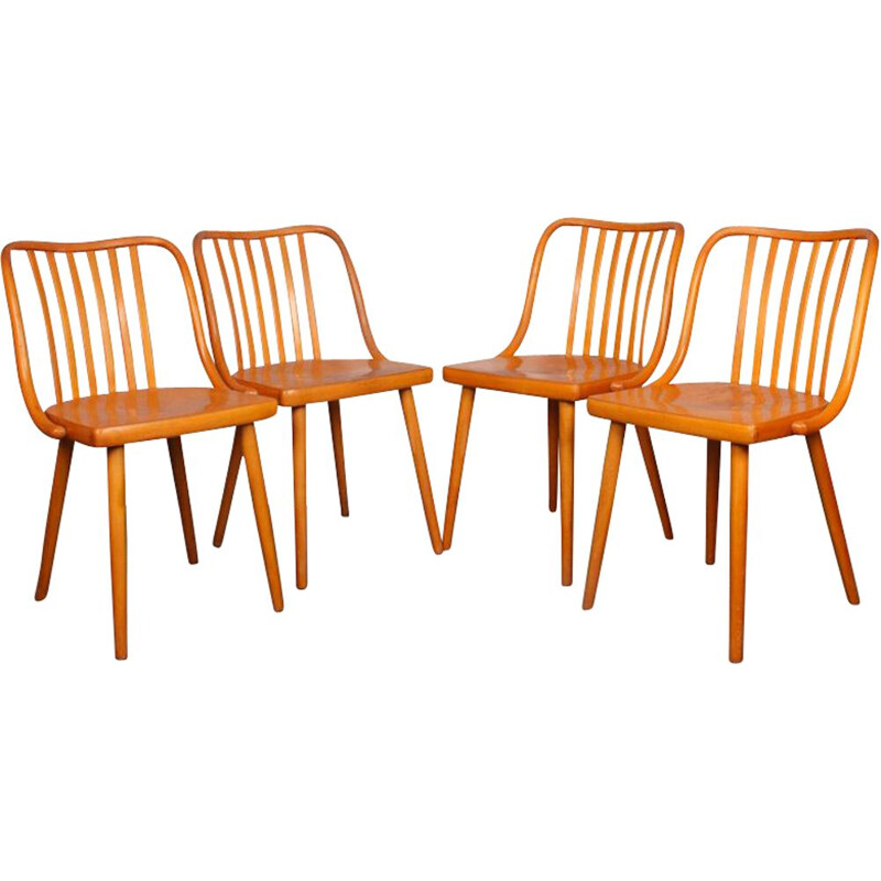 Set of 4 vintage chairs by Antonin Suman for Ton, 1960s