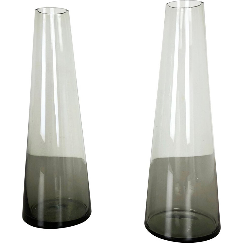 Vintage pair of 2 Turmalin Vases by Wilhelm Wagenfeld for WMF, Germany 1960s