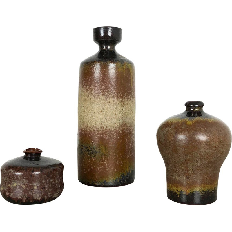 Set of 3 vintage ceramic vases by Elmar and Elke Kubicek, Germany 1970