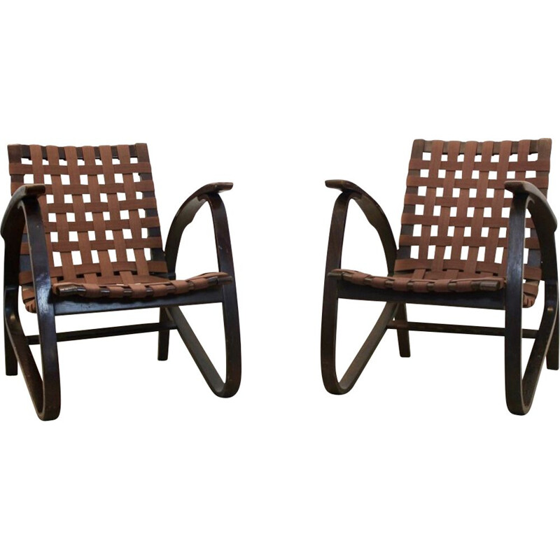 Vintage pair of Bentwood Armchairs by Jan Vaněk for UP Zavodny, Czechoslovakia 1930s